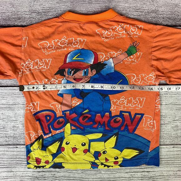 Vintage 1990s Pokemon Pikachu & Ash All Over Print T-shirt - Picture 5 of 7
